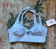 Light Blue Floral Sweetheart Sports Bra