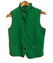 Talbots Quilted Button Down Vest Green Size XS