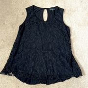 NWOT Cynthia Rowley black, laced, flowy, stretchy, partially lined top/‎ size 1X