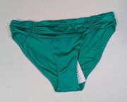 Seafolly Shine On Evergreen Gathered Front Bikini Bottom Size 8 Women's NWT