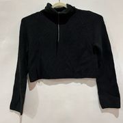 Leith Womens Sweater Black Small Crop Turtle Neck Cotton Blend‎