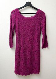 Diane Von Furstenberg Zarita Lace Zip Mini Dress Magenta Pink