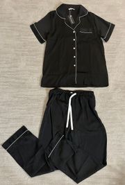 Black Satin Pajama Set