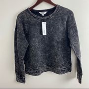 BB DAKOTA Tip Hop Acid Wash Sweatshirt In Black Size Small MSRP 74$ NEW