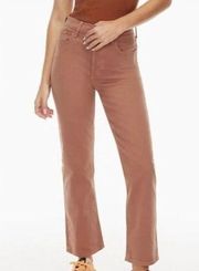 Aritzia Denim Forum The Arlo High Rise Straight Brown Denim Jeans Cropped Sz 28