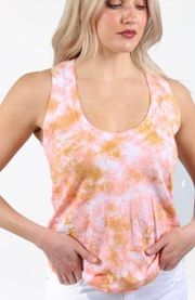 NEW Boutique SEN Pink & Orange Tie Dye Hali Scoop Neck Tank Top XS
