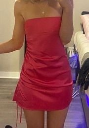 Katie Strapless Ruched Side Mini Dress - Fuchsia