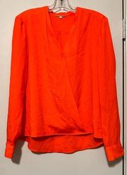 Gianni Bini neon orange long sleeve blouse size M