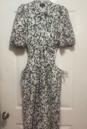 NWT ABSTRACT MIDI SHIRT DRESS IN MONOCHROME size L