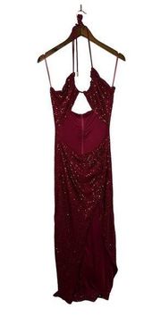 Blanc Clothing Size L Sequin Cutout Halter Dress