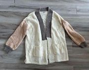 Gimmicks M Tan Colorblock Knit Long Cardigan