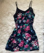 Crochet Yoke Floral Slip Dress