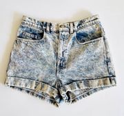 High-Rise 90s Acid Wash Denim Shorts, Size 24W