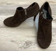 Brown Leather Zip Side Ankle Boots with Stiletto Heels Size 8.5M