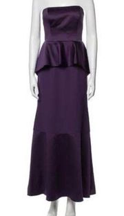 Vera Wang White Trumpet Royal Purple Floor Length Strapless Gown 2