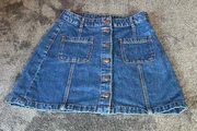 Denim Button Up Skirt With Front‎ Pockets ( 4 )