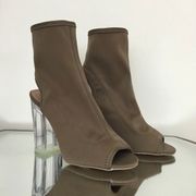 Charlotte Russe Beige Sock Clear Heels NEW