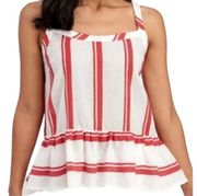 FOR THE REPUBLIC Red & White Stripe Babydoll Halter Top Blouse ~ Women's Size M?