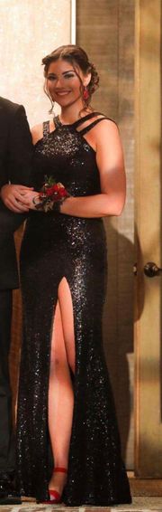 black sequin prom dress