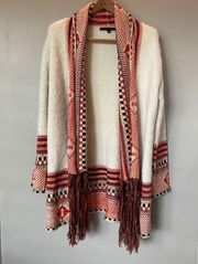 MAXSPORT Tribal Aztec Long Cardigan
Boho Fringe. Size Large.