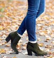 aquatalia green suede loren heeled boots ankle booties