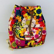 LIlly Bloom Happy Colorful Flower Floral Themed Every Day Backpack Purse Carrier