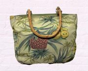 Vintage Relic Bamboo handles green Tropical Fruit Bag Purse tote SM