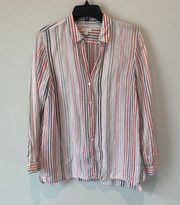 J. Jill Love Linen Striped Button Down Size Small