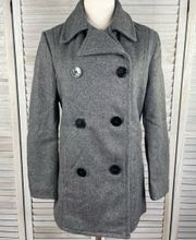 Women's Wool Blend Pea Coat Gray