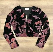 velvet floral long sleeve wrap