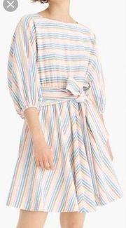 J. Crew Colorful Rainbow Striped Seersucker Dolman Dress M Blogger Favorite