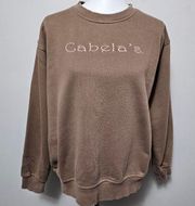 Cabela's Brown & Pink Embroidered Fleece Sweatshirt Size Large