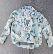 Wang Women’s Large Blue/White Wrap Front Blouse