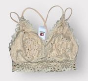 Buckle Daytrip NEW Floral Lace Bralette Smoke Rose Cream Womans M Lined Strappy