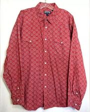 Panhandle Red Geometric Snap Down Long Sleeve Western Shirt Size XL