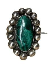 Vintage Malachite Ring, Signed Native American Malachite Ring Sz 5