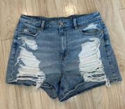 American Eagle  Destroyed Comfort Stretch Mom Shorts