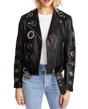 Kendall & Kylie Black Grommet Leather Jacket NWT size XS