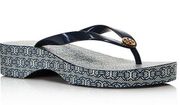 Tory Burch Navy Gemini Link Jacquard Cut Out Wedge Flip Flops 8