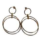 Earrings Stud Women's Circled Gold Tone‎ '80s Vintage Layered Hoop