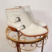 Rebecca Minkoff Cream Double Buckle Studded Bootie Size 7.5