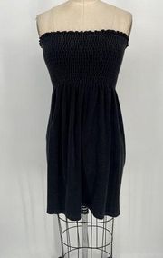 La Blanca by Rod Beattie Shirred Swim Coverup Sz M Black Terry Cloth