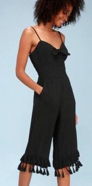 Adelyn Rae Sandy Black Tassel Midi Jumpsuit