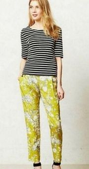 Anthropologie Elevenses Chartreuse Mindaro cropped pants