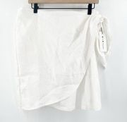 THREE DOTS Skirt Size Extra Large Linen Tie Skirt White Stretch Waist Casual NWT