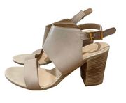 Seychelles Chunky Heel Platform Sandals Leather Tan Cream Size 9.5