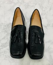 Princess Polly Black Croc Harper Loafer