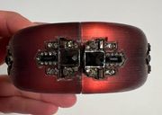 Alexis Bittar Red Lucite and Black Crystal Bangle Bracelet