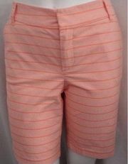 "CASLON" ORANGE STRIPED PREPPY GOLF BERMUDA WALKING SHORTS SIZE: 8 NWT