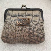 Roberto Cavalli Animal Print Coin Purse Clamshell Opening Kiss Lock Closure